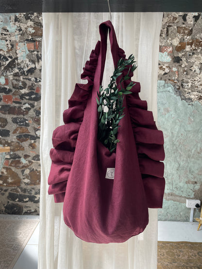 Slouchy Ruffle Bag in Açai