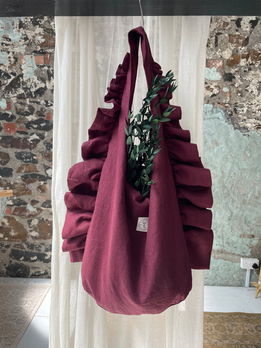 Slouchy Ruffle Bag in Açai