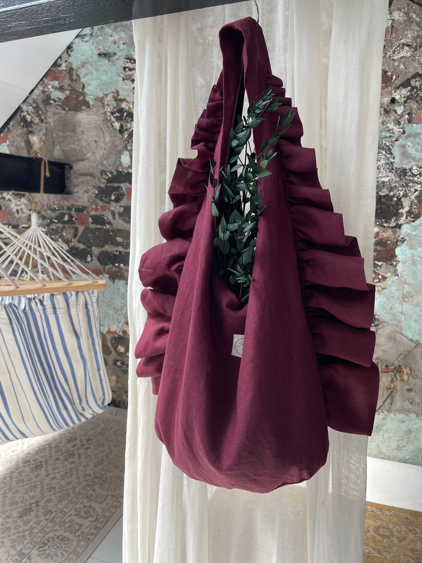 Slouchy Ruffle Bag in Açai