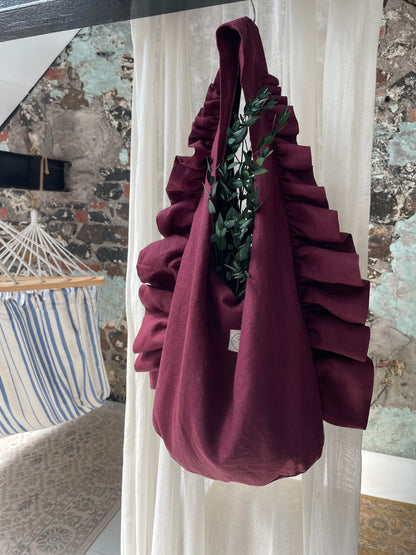 Slouchy Ruffle Bag in Açai