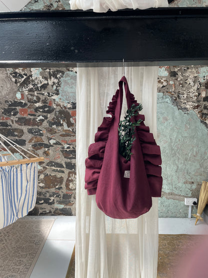 Slouchy Ruffle Bag in Açai