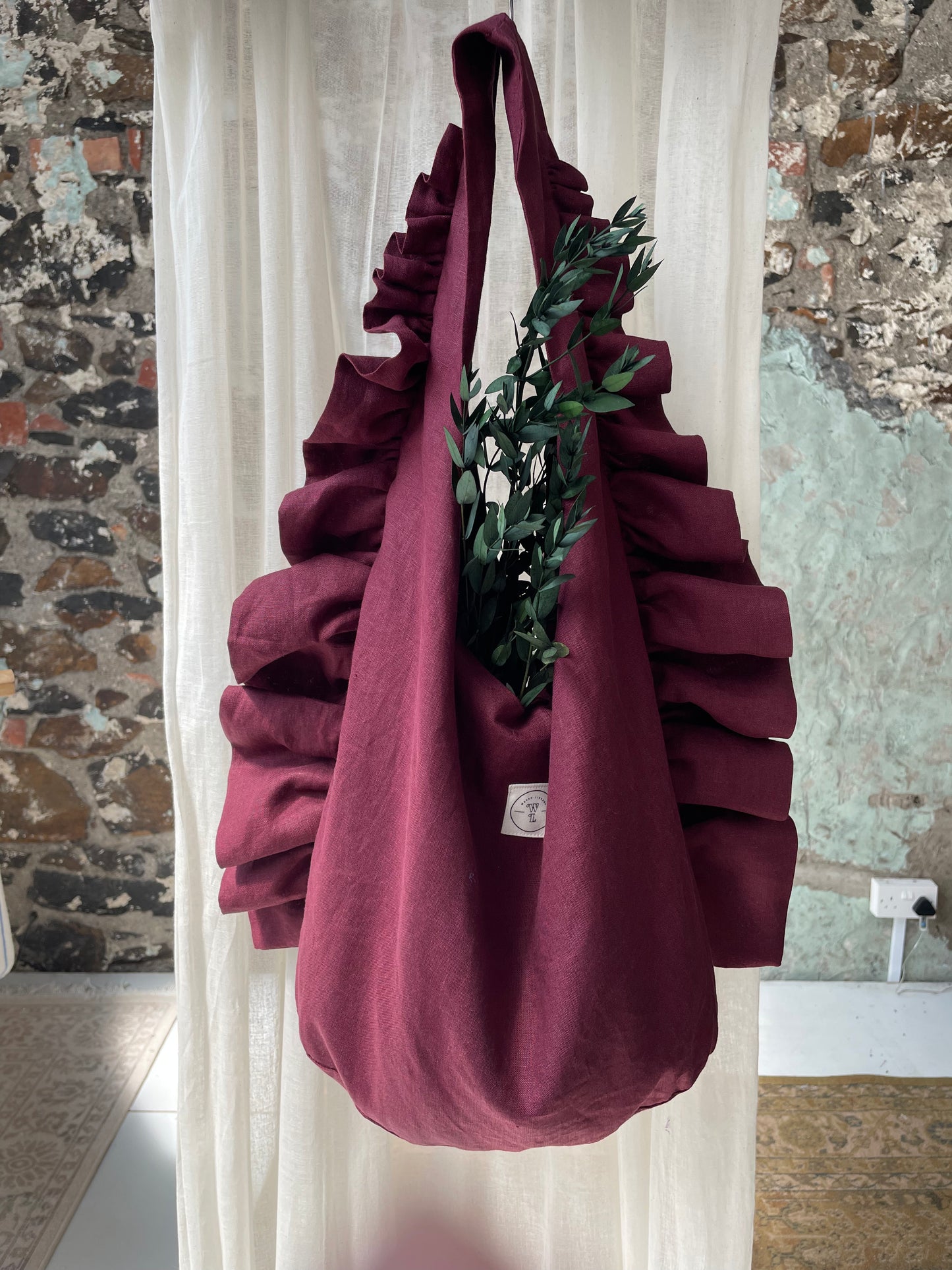 Slouchy Ruffle Bag in Açai