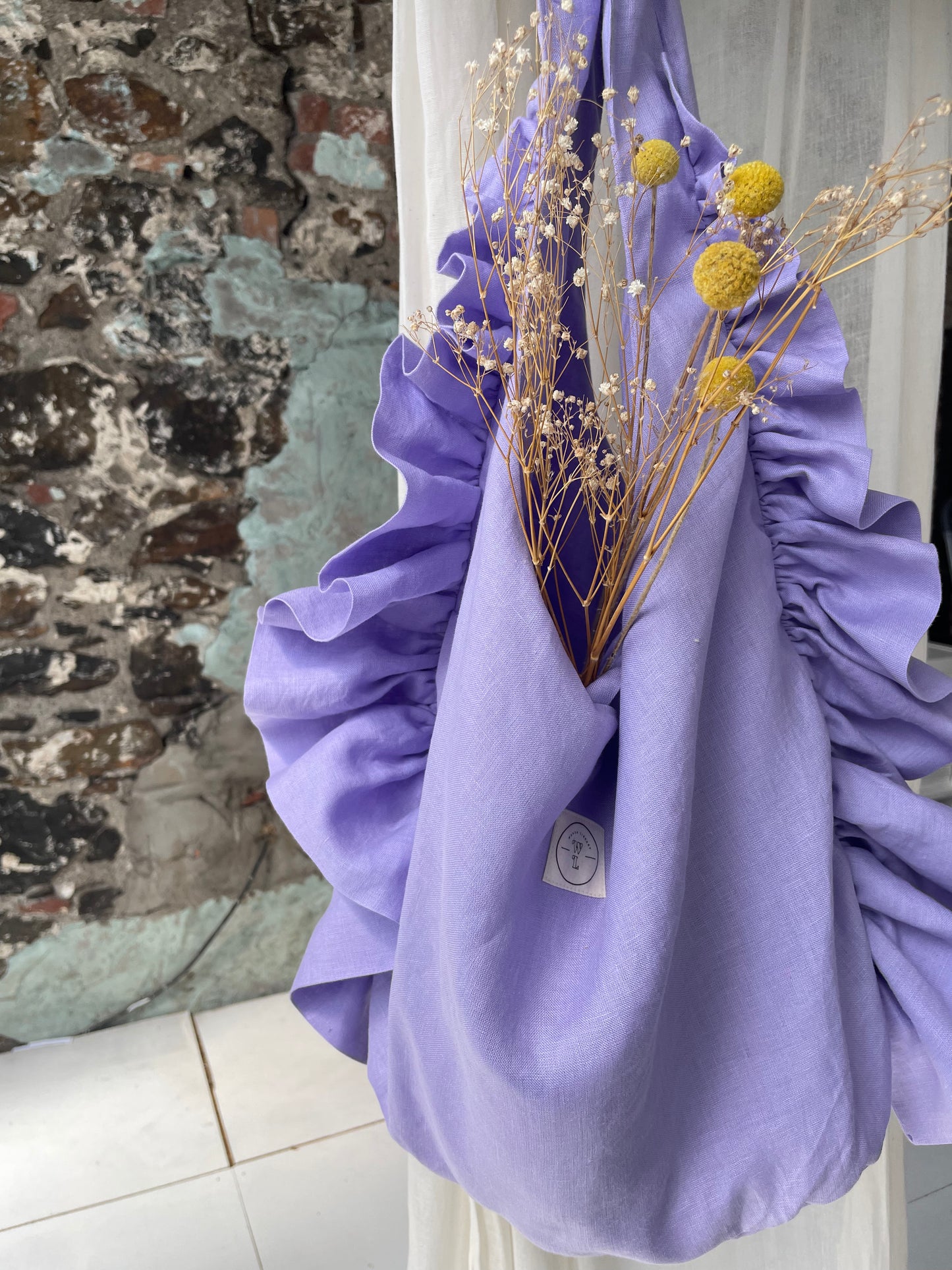 Slouchy Ruffle Bag in Wisteria