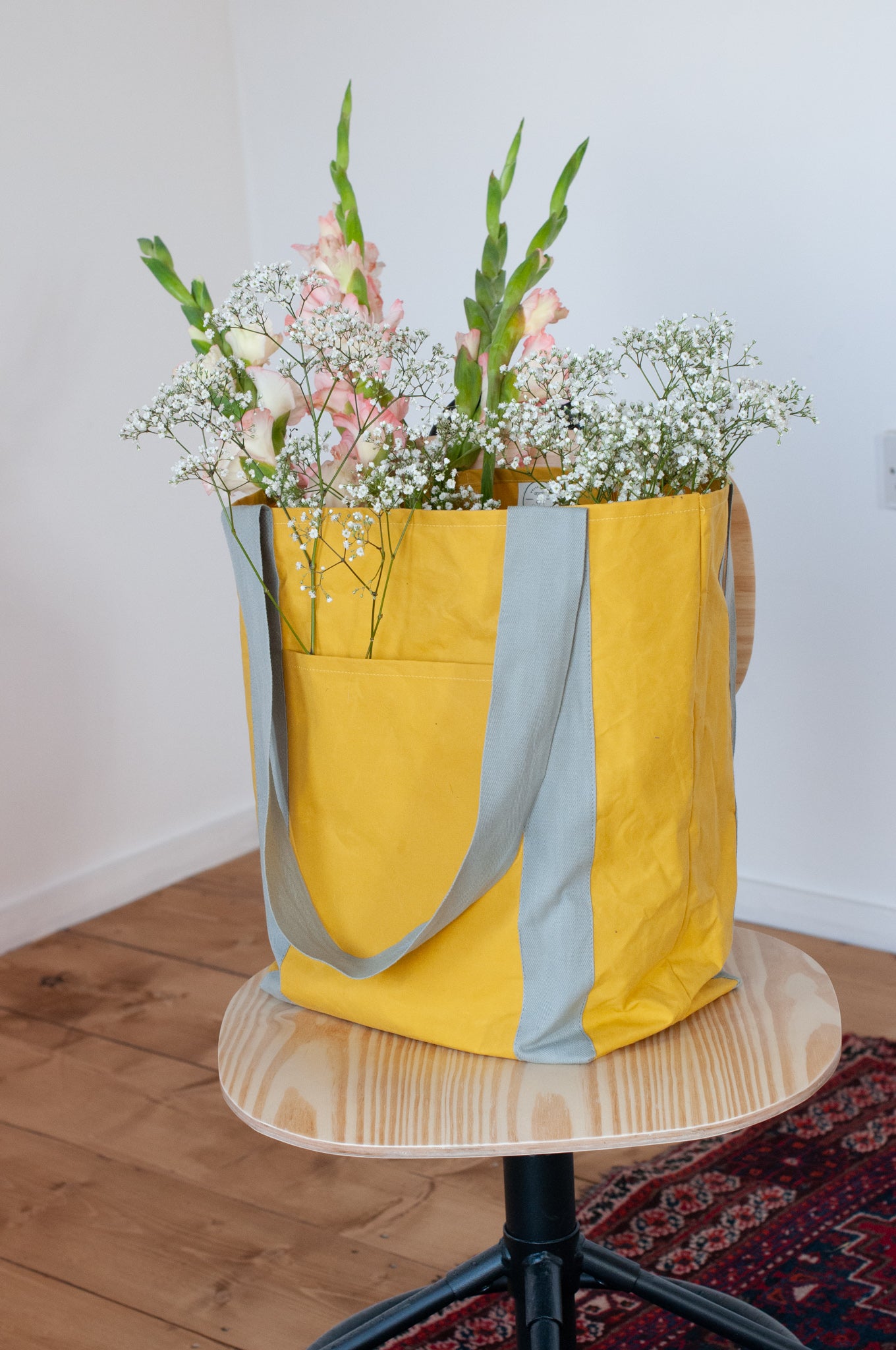 Yellow cotton shopper bag